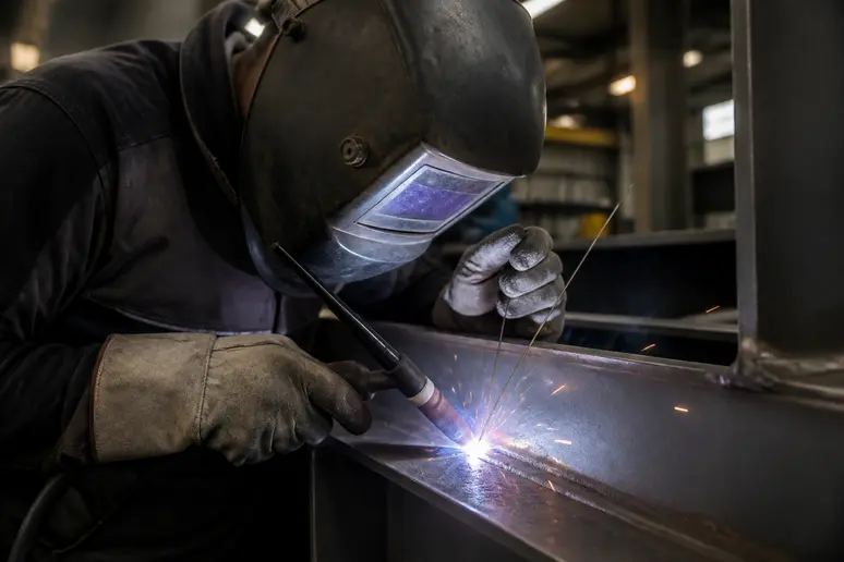 Soudure de précision sur une structure en acier S235 respectant la norme EN 10025-2.