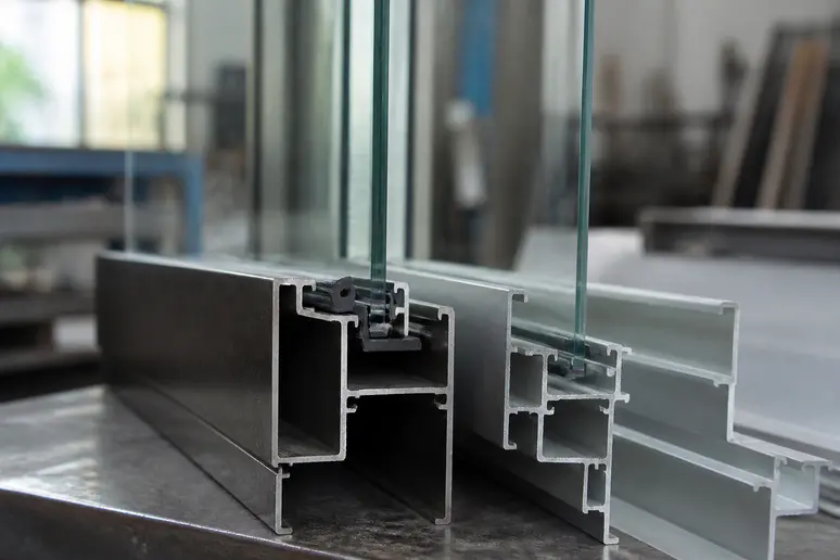 Montants fins d une verrière en acier comparés à des profilés en aluminium