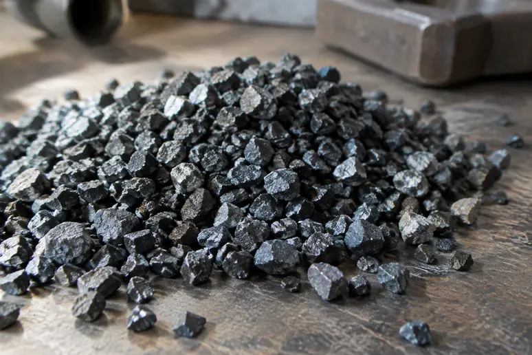 Particules abrasives angulaires destinées au sablage de pièces en métal pour assurer l'adhérence